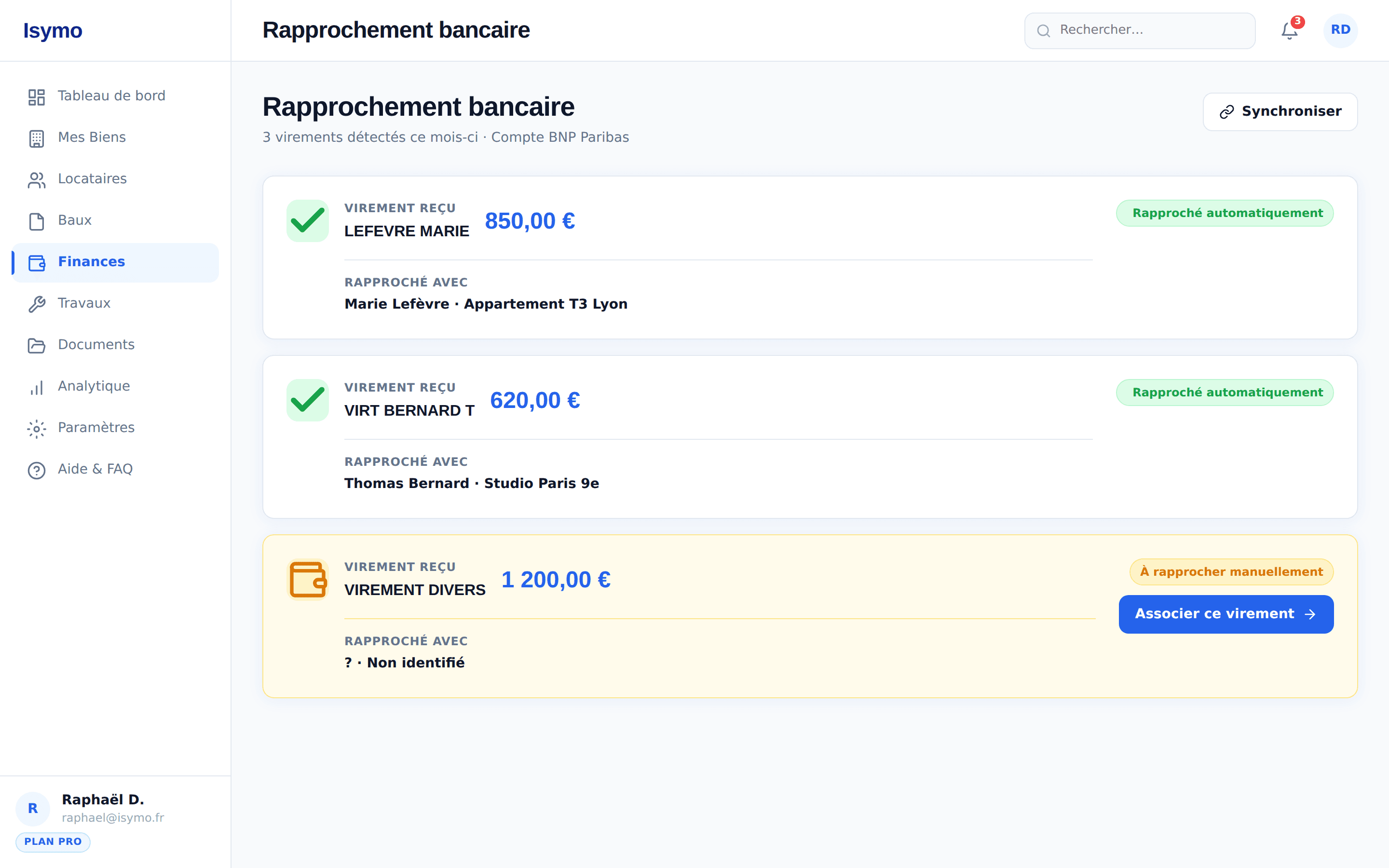 Rapprochement bancaire dans Isymo